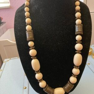 Elegant Baltic White Amber Beaded Necklace